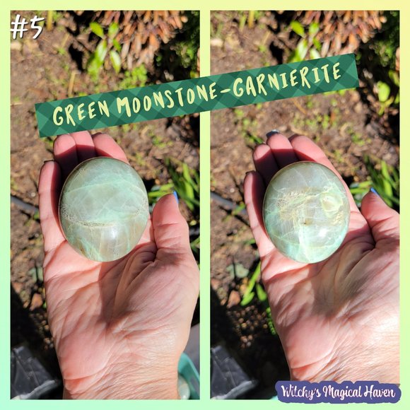 Green Moonstone Crystal Palm Stone - Picture 3 of 4